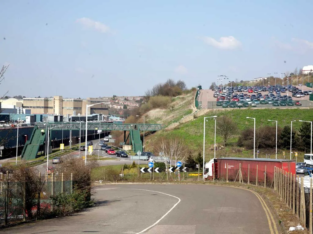 Vauxhall Car Park Extension. Chalk escarpment site alongside Vauxhall Way, Luton. David French Partnership structural engineers