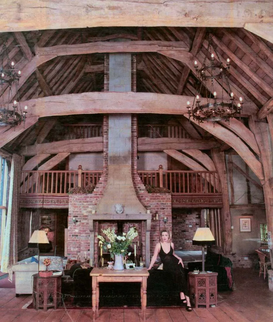 Original C16 oak frame retained in the barn conversion by David French Partnership