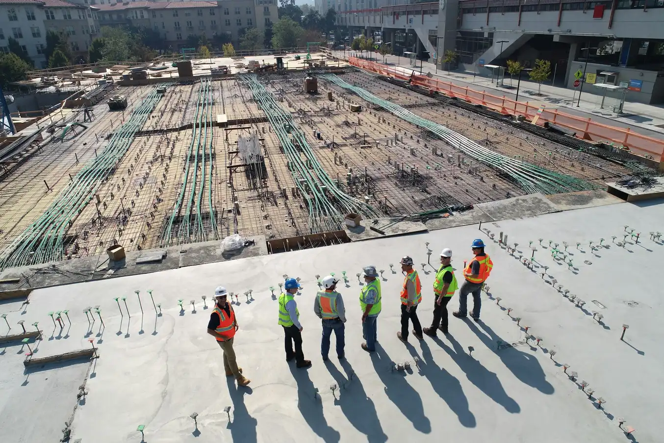 Large construction site with engineering team, David French Partnership project experience